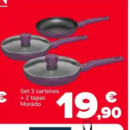 Supeco Set 3 sartenes + 2 tapas Morado oferta