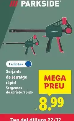 Lidl Parkside - sargentos de apriete rápido oferta