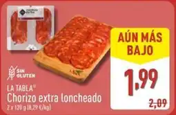 ALDI LA TABLA Chorizo extra loncheado oferta