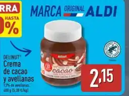 ALDI DELINUT Crema de cacao y avellanas oferta