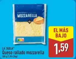 ALDI LA TABLA Queso rallado mozzarella oferta
