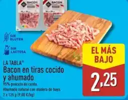ALDI LA TABLA Bacon en tiras cocido y ahumado oferta