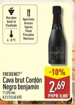 ALDI FREIXENET Cava brut Cordón Negro benjamín oferta