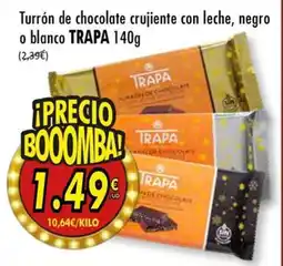 SPAR TRAPA Turrón de chocolate crujiente con leche, negro o blanco oferta