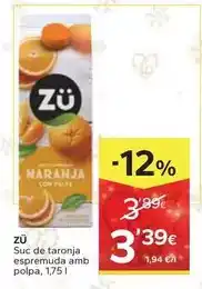 Caprabo Zum - suc de taronja espremuda amb polpa oferta