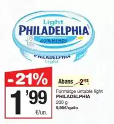 SPAR Fragadis Philadelphia - formatge untable light oferta