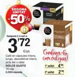 SPAR Fragadis Dolce gusto - cafe en capsules intens, descafeinat intens amb llet o tallat oferta