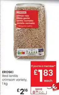 Eroski Eroski - red lentils crimson variety oferta