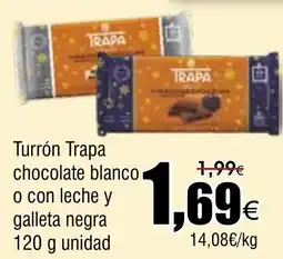 FROIZ TRAPA Turrón chocolate blanco o con leche y galleta negra oferta
