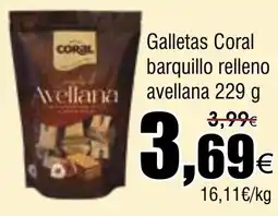 FROIZ CORAL Galletas barquillo relleno avellana oferta