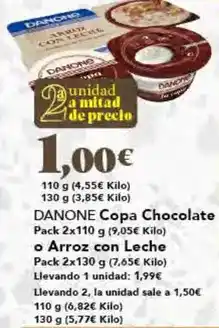 Gadis Danone - copa chocolate o arroz con leche oferta