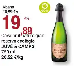 BonpreuEsclat Juvé y camps - cava brut nature gran reserva ecologic oferta