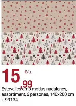 BonpreuEsclat Estovalles amb motius nadalencs, assortiment, 6 persones, 140x200 cm oferta