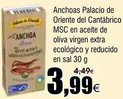 FROIZ Anchoas Palacio de Oriente del Cantábrico MSC en aceite de oliva virgen extra ecológico y reducido en sal oferta