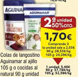 FROIZ AGUINAMAR Colas de langostino al ajillo o cocidas al natural oferta