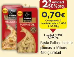 FROIZ GALLO Pasta al bronce plumas o hélices oferta