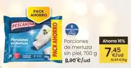 Eroski Pescanova - porciones de merluza sin piel oferta