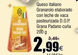 FROIZ Queso italiano Granarolo elaborado con leche de vaca pasteurizada D.O.P. Grana Padano cuña oferta