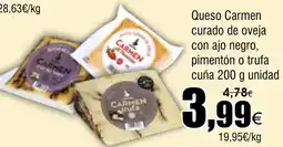 FROIZ Queso Carmen curado de oveja con ajo negro, pimentón o trufa cuña oferta