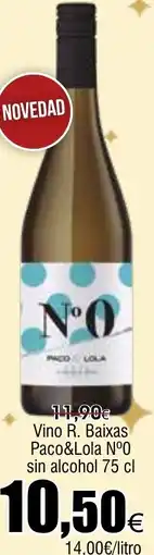 FROIZ Vino R. Baixas Paco&Lola Nº0 sin alcohol oferta