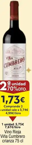 FROIZ Vino Rioja Viña Cumbrero crianza oferta