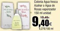 FROIZ Colonia Agua fresca Azahar o Agua de Rosas vaporizador oferta