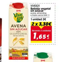 Hiper Usera VIVESOY Bebida vegetal sin azúcar oferta
