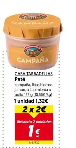 Hiper Usera CASA TARRADELLAS Paté oferta
