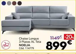 Conforama NOELIA Chaise Longue 3 Plazas XL Tela oferta
