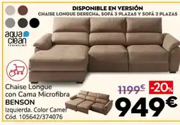 Conforama BENSON Chaise Longue con Cama Microfibra oferta
