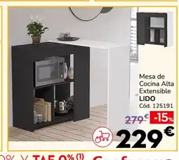 Conforama LIDO Mesa de Cocina Alta Extensible oferta