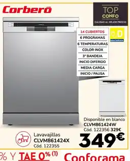 Conforama CORBERÓ Lavavajillas CLVM861424X Cód. 122355 oferta