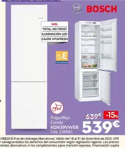 Conforama BOSCH Frigorífico Combi KGN39VWEB oferta