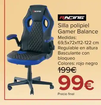 Carrefour RACING Silla polipiel Gamer Balance oferta