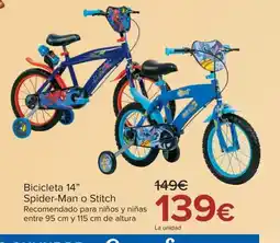 Carrefour Bicicleta 14" Spider-Man o Stitch oferta