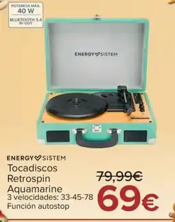 Carrefour ENERGY SISTEM Tocadiscos Retrospin Aquamarine oferta