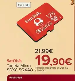 Carrefour SAN DISK Tarjeta Micro SDXC SQXAO oferta