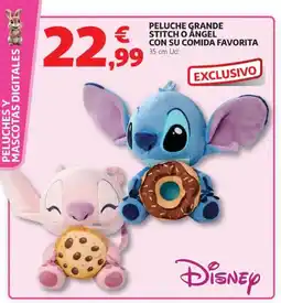 Alcampo Peluche grande stitch o ángel con su comida favorita oferta