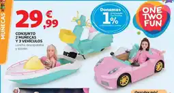 Alcampo Conjunto 2 muñecas y 3 vehículos oferta
