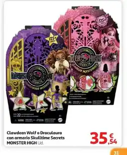 Alcampo Clawdeen Wolf o Draculaura con armario Skulltime Secrets oferta