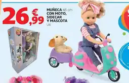 Alcampo Muñeca 46 cm con moto, sidecar y mascota oferta