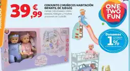 Alcampo ONE TWO FUN Conjunto 2 muñecos habitación infantil de juegos oferta
