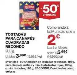 El Corte Inglés Recondo - tostadas para canapés cuadradas oferta
