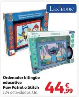 Alcampo LEXIBOOK Ordenador bilingüe educativo Paw Patrol o Stitch oferta