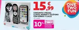 Alcampo ONE TWO FUN Conjunto 3 piezas: llaves, mando y teléfono con sonido y luces oferta