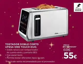Ufesa - tostador doble corto one touch duo