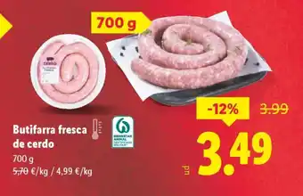Lidl Butifarra fresca de cerdo oferta