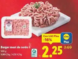 Lidl Burger meat de cerdo oferta