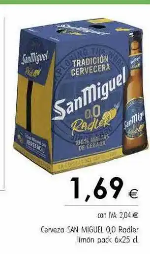 Cash Ifa Cerveza San Miguel 0.0 Radler Limón Pack oferta