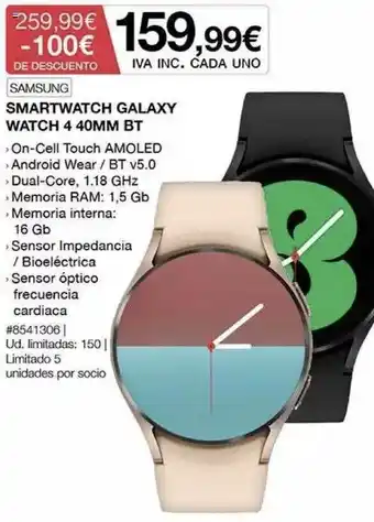 Costco Samsung Smartwatch Galaxy Watch 4 40mm Bt oferta